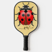 Raquette De Pickleball Graphique Ladybug mignon avec initiales (Verso)