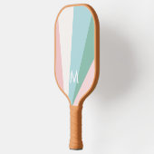Raquette De Pickleball Gras Mint Rose Sorbet Monogramme Moderne Personnal (Gauche)