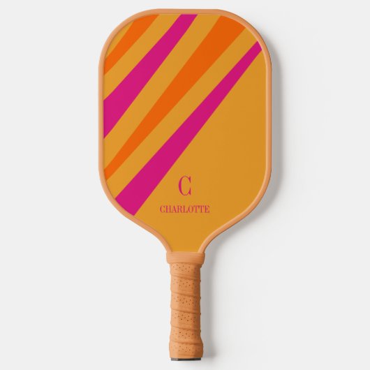 Raquette De Pickleball Gras Retro Grandes Pink Orange Mustard (Recto)
