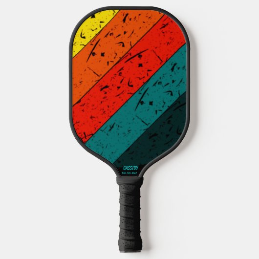 Raquette De Pickleball Gras Retro Sunset Stripe Nom Téléphone # Personnal (Recto)