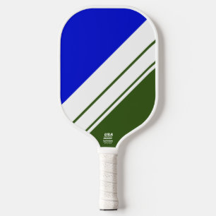 Raquette De Pickleball Gras Royal Blue Forest Green White Racing Stripes