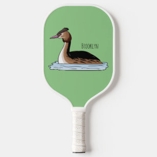 Raquette De Pickleball Great crested grebe bird cartoon illustration