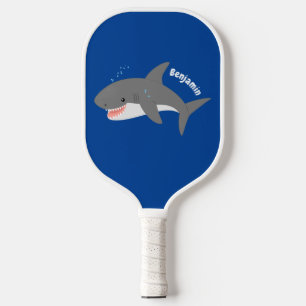Raquette De Pickleball Great white shark happy cartoon illustration 
