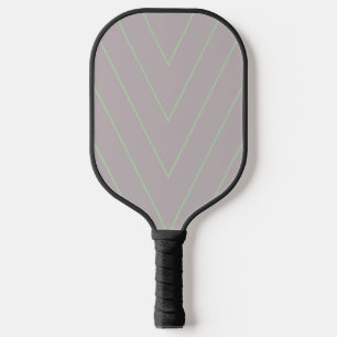 Raquette De Pickleball Green chevron stripes on gray pickleball paddle