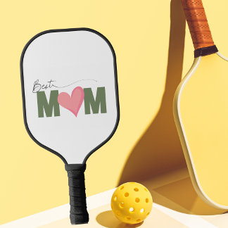 Raquette De Pickleball Green Modern Best Mom Pink Heart Fête des mères