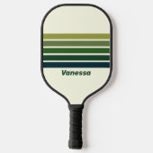 Raquette De Pickleball Green Retro Cinq Across avec nom (Verso)