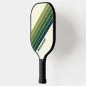 Raquette De Pickleball Green Retro cinq rayées avec nom (Gauche)