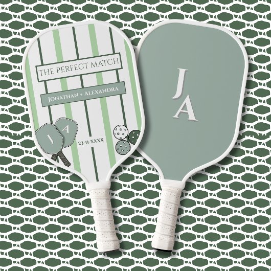 Raquette De Pickleball Green Stripes Perfect Match Couples