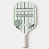 Raquette De Pickleball Green Stripes Perfect Match Couples (Recto)