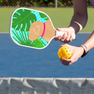 Raquette De Pickleball Green Tropical Island Chien jaune Pickleball Paddl