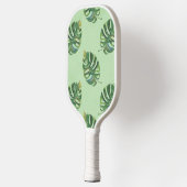 Raquette De Pickleball Green Tropical Monstera Plante Monogramme Nom (Gauche)
