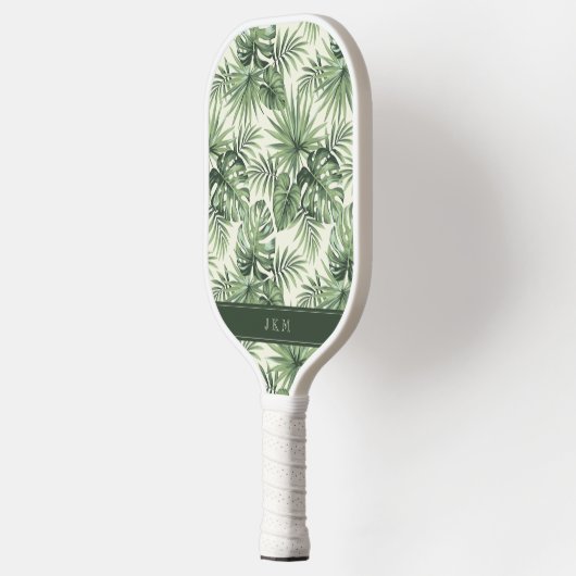 Raquette De Pickleball Green Tropical Palm Feuille Motif (Gauche)
