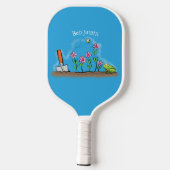 Raquette De Pickleball Grenouille mignonne et abeille dans le jardin dess (Verso)