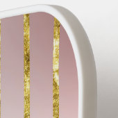 Raquette De Pickleball Grilles d'or Rose personnalisées Monogramme (Détail gauche)