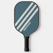 Raquette De Pickleball Gris d'ardoise rétro Trois bandes avec nom (Recto)