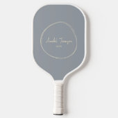 Raquette De Pickleball Gris de colombe moderne du milieu du siècle | Nom  (Verso)