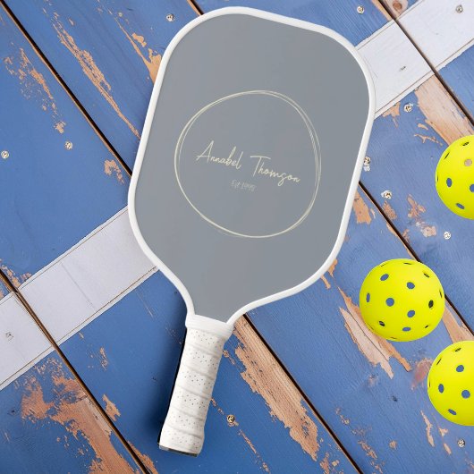 Raquette De Pickleball Gris de colombe moderne du milieu du siècle | Nom 