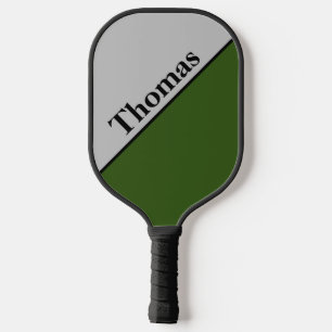Raquette De Pickleball Gris et vert forestier personnalisés