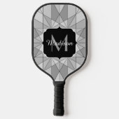 Raquette De Pickleball Gris noir Mosaïque Triangle Motif Monogramme (Verso)