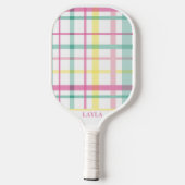Raquette De Pickleball Gros plaid rose et vert Preppy (Verso)