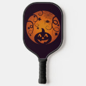Raquette De Pickleball Halloween Jack-o'-lantern citrouille visage et ara (Verso)