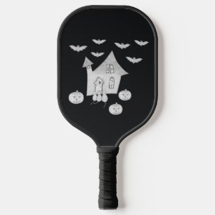 Raquette De Pickleball Halloween la nuit avec Haunted House, chauves-sour