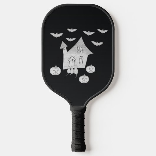 Raquette De Pickleball Halloween la nuit avec Haunted House, chauves-sour (Recto)