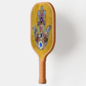 Raquette De Pickleball Hamsa Coeurs Fleurs Opal Art sur Or (Gauche)