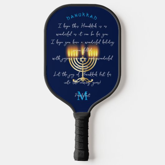 Raquette De Pickleball Hanukkiah Happy Hanoukka Juive Fête Menorah (Verso)