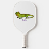 Raquette De Pickleball Happy green iguana cartoon (Verso)