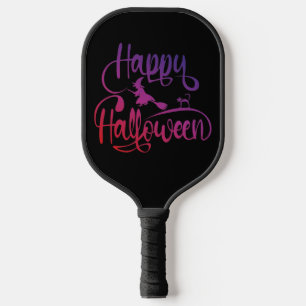 Raquette De Pickleball Happy Halloween dégradé volant sorcière chat