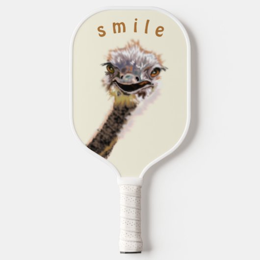 Raquette De Pickleball Happy Ostrich Smile Pickleball Paddle Funny (Recto)