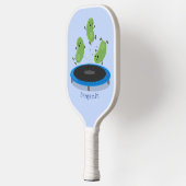 Raquette De Pickleball Haricots verts mignons sur dessin animé trampoline (Gauche)