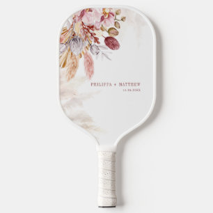 Raquette De Pickleball Herbe de la Pampa Mariage Bohème Personnalisé