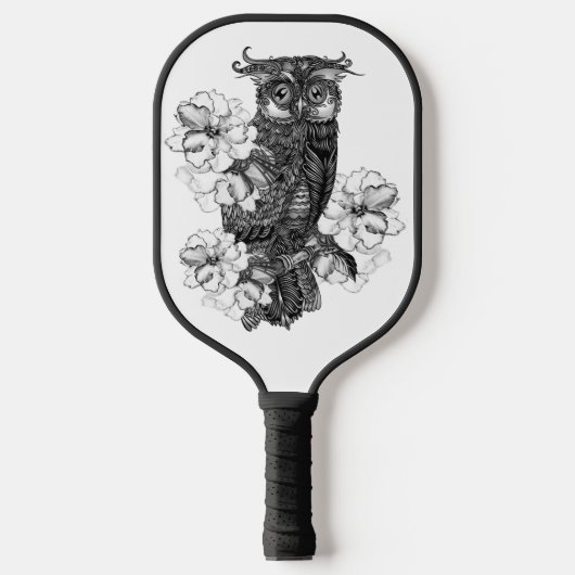 Raquette De Pickleball Hibou gris Orchidées blanches (Recto)