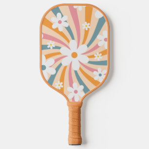 Raquette De Pickleball Hippie florale Super rétro couleur soleil margueri