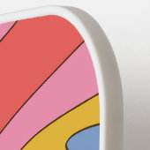 Raquette De Pickleball Hippie les années 70 Style Wavy Mod Motif Nom du t (Détail gauche)