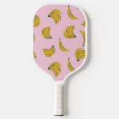 Raquette De Pickleball Hipster Motif de banane rose et jaune (Verso)