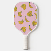 Raquette De Pickleball Hipster Motif de banane rose et jaune (Recto)