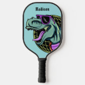 Raquette De Pickleball Hipster T-Rex nom et couleur personnalisés (Verso)