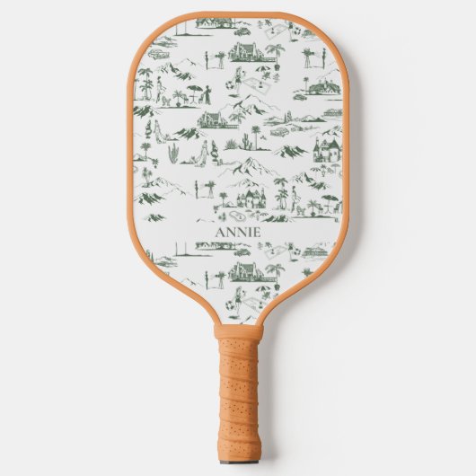 Raquette De Pickleball Hollywood Toile de Jouy Green (Recto)