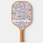 Raquette De Pickleball Hollywood Toile de Jouy Pink Green (Recto)