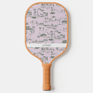 Raquette De Pickleball Hollywood Toile de Jouy Pink Green