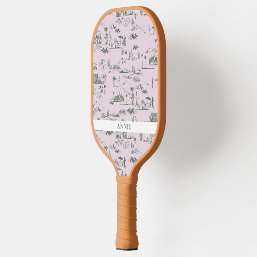 Raquette De Pickleball Hollywood Toile de Jouy Pink Green (Gauche)