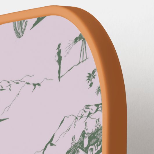 Raquette De Pickleball Hollywood Toile de Jouy Pink Green (Détail gauche)