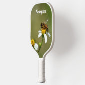 Raquette De Pickleball HoneyBee sur blanc Fleur de marguerite vert (Gauche)