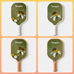 Raquette De Pickleball HoneyBee sur blanc Fleur de marguerite vert