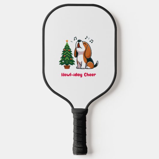 Raquette De Pickleball Howl-iday Cheer Beagle Avec Un Design D'Arbre De N (Recto)