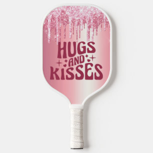 RAQUETTE DE PICKLEBALL HUGS & KISSES VALENTINE'S PINK PARTIES SCINTILLANT