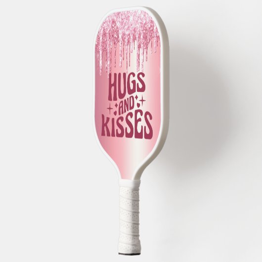 RAQUETTE DE PICKLEBALL HUGS & KISSES VALENTINE'S PINK PARTIES SCINTILLANT (Gauche)